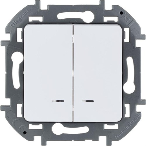 Выключатель 2-кл. Inspiria 10А IP20 250В 10AX с подсветкой/индикацией механизм бел. Leg 673630 1445135 - фото 16602372