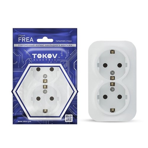Розетка 2-м ОП Frea 16А IP20 250В с заземл. АБС-пластик бел. TOKOV ELECTRIC TKE-FR-R2Z-C01 1685676 - фото 16603092