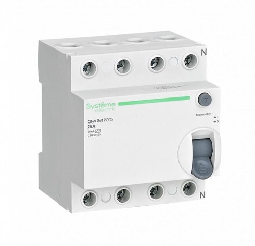 Выключатель дифференциального тока (УЗО) 4п 25А 30мА тип AC City9 Set 400В SE C9R36425 1701647 - фото 16603143