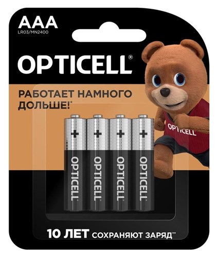 Элемент питания алкалиновый AAA/LR03 (блист. 4шт) Basic Opticell 5051002 1775449 - фото 16603431