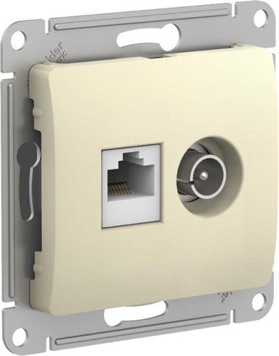Розетка компьютерная + телевизионная 2-м Glossa RJ45 кат.5E + TV механизм беж. SE GSL000289 1402908 - фото 16606670