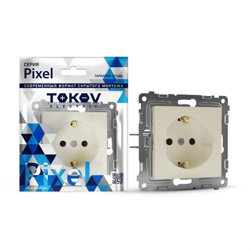 Розетка 1-м СП Pixel 16А IP20 с заземл. механизм беж. TOKOV ELECTRIC TKE-PX-R1Z-C02 1792238 - фото 16608007