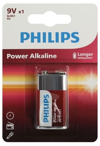 Элемент питания алкалиновый "крона" 6LR61 9В Power (блист. 1шт) Philips Б0062717 1817599 - фото 16608116