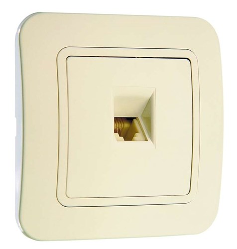Розетка телефонная 1-м СП Lillium 16А IP20 евро стандарт крем./крем. Makel 70214 244566 - фото 16609173