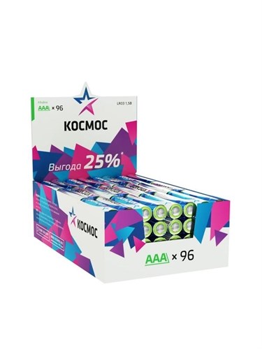 Элемент питания алкалиновый AAA/LR03 (уп.96шт) КОСМОС KOCLR03_96BOX 278067 - фото 16609414