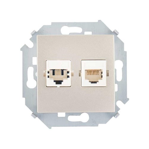 Розетка компьютерная 2-м Simon 15 RJ45 кат.5E Systimax механизм шампань Simon 1591593-034 392133 - фото 16609797