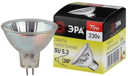 Лампа галогенная GU5.3-JCDR (MR16) -75W-230V-Cl ЭРА C0027366 416084 - фото 16609907