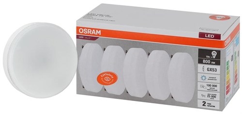 Лампа светодиодная LED Value LVGX5375 10SW/865 10Вт GX53 230В 2х5 RU (уп.5шт) OSRAM 4058075584204 1459996 - фото 16611295