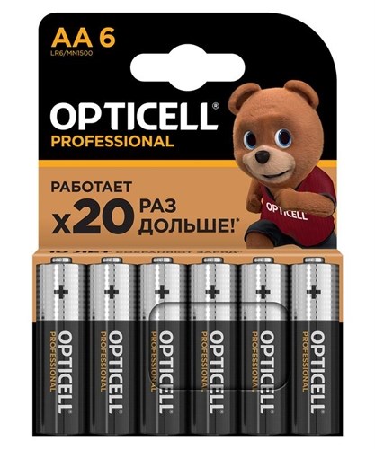 Элемент питания алкалиновый AA/LR6 (блист. 6шт) Professional Opticell 5052003 1789760 - фото 16612462