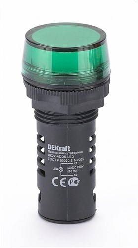 Лампа коммутационная ADDS ЛК-22 d22мм 220В AC/DC зел. LED DEKraft 25118DEK 1113516 - фото 16614037