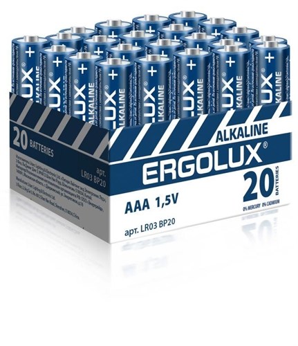 Элемент питания алкалиновый AAA/LR03 1.5В Alkaline BP-20 ПРОМО (уп.20шт) Ergolux 14674 1696502 - фото 16616493