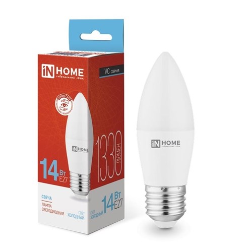 Лампа светодиодная LED-СВЕЧА-VC 14Вт E27 6500К 1330лм IN HOME 4690612047751 1764389 - фото 16616760