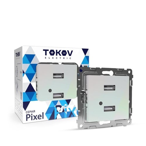 Розетка 2-м USB СП Pixel тип A+A 5В 1х2.1А 2х1.05А механизм перламутр. TOKOV ELECTRIC TKE-PX-2USB-C04 1792312 - фото 16616941