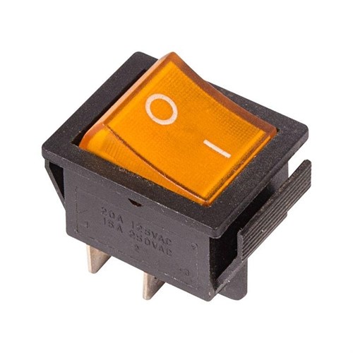 Выключатель клавишный 250В 16А (4с) ON-OFF желт. с подсветкой (RWB-502 SC-767 IRS-201-1) Rexant 36-2333 499610 - фото 16619288