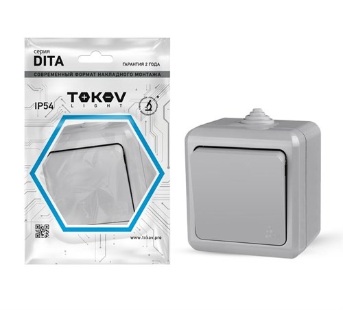 Выключатель 1-кл. ОП Dita IP54 10А 250В сер. TOKOV ELECTRIC TKL-DT-V1-C06-IP54 1710655 - фото 16621026