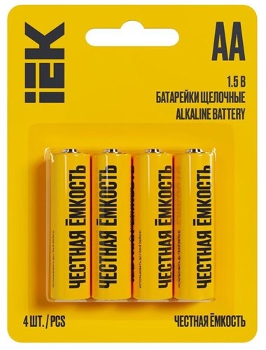 Элемент питания алкалиновый AA/LR6 Alkaline (блист.4шт) IEK ABT-LR06-OP-L04 1777242 - фото 16621287