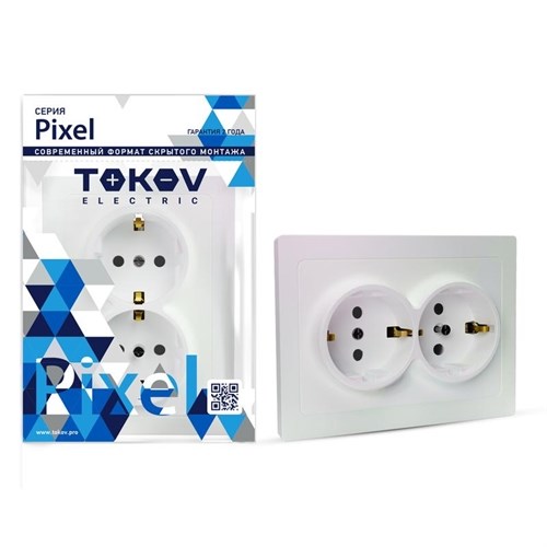 Розетка 2-м СП Pixel 16А IP20 с заземл. защ. шторки в сборе перламутр. TOKOV ELECTRIC TKE-PX-R2FZSF-C04 1792301 - фото 16621423