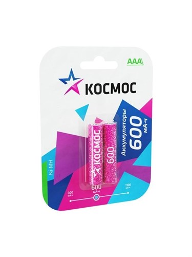 Аккумулятор AAA/R03 600мА.ч Ni-MH (блист.2шт) КОСМОС KOCR03NIMH(600MAH) 1102710 - фото 16622859