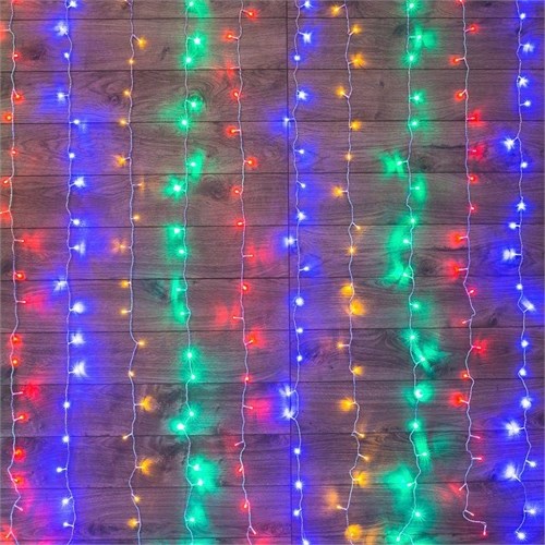 Гирлянда светодиодная "Светодиодный Дождь" 2х3м 240LED мультиколор 12Вт 230В IP20 свечение с динамикой провод прозр. Neon-Night 235-069 1250934 - фото 16623982