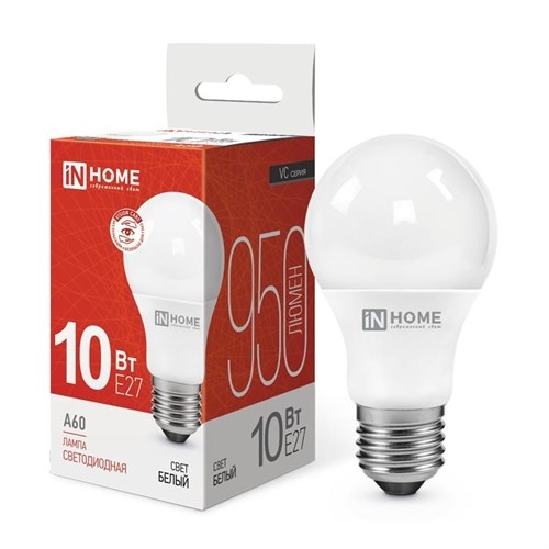 Лампа светодиодная LED-A60-VC 10Вт грушевидная 4000К нейтр. бел. E27 950лм 230В IN HOME 4690612020211 530122 - фото 16624099