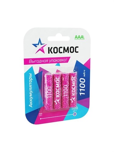 Аккумулятор AAA/R03 1100мА.ч Ni-MH (блист.4шт) КОСМОС KOCR03NIMH1100mAh4BL 579122 - фото 16624879