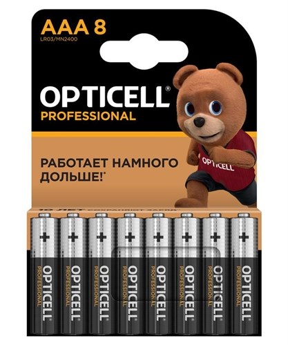 Элемент питания алкалиновый AAA/LR03 (блист. 8шт) Professional Opticell 5052008 1878045 - фото 16626113