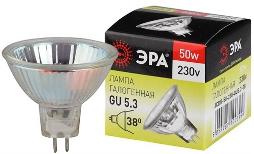 Лампа галогенная GU5.3-JCDR (MR16) -50W-230V-Cl ЭРА C0027365 416083 - фото 16627714