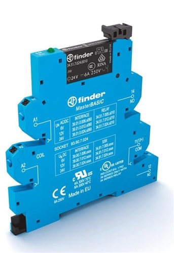 Модуль интерфейсный (сборка 34.51.7.024.0010 + 93.60.7.024) электромеханич. реле MasterBASIC 1CO 6А 24В AC/DC IP20 безвинт. клеммы Push-in FINDER 390100240060 1301621 - фото 16628638