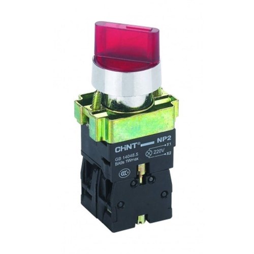 Переключатель NP2-BK12461 2 полож. с фиксацией 1НО красн. AC/DC 220В (LED) IP40 CHINT 574697 1612079 - фото 16629573