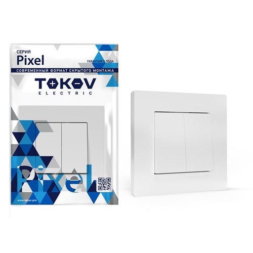 Выключатель 2-кл. СП Pixel 10А IP20 в сборе бел. TOKOV ELECTRIC TKE-PX-V2F-C01 1791356 - фото 16630318