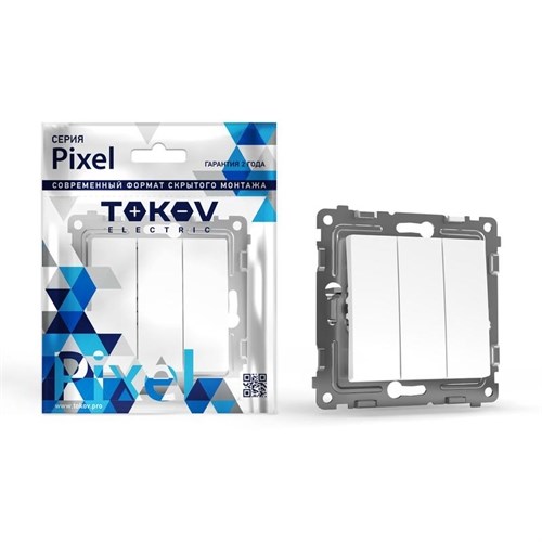 Выключатель 3-кл. СП Pixel 10А IP20 механизм бел. TOKOV ELECTRIC TKE-PX-V3-C01 1791359 - фото 16630319