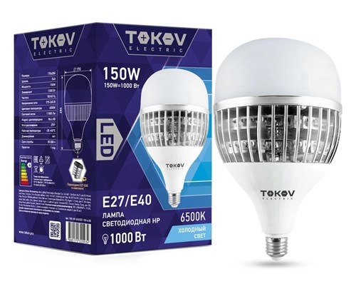 Лампа светодиодная 150Вт HP 6500К E40/E27 176-264В TOKOV ELECTRIC TKE-HP-E40/E27-150-6.5K 1660440 - фото 16634155