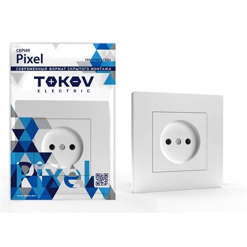 Розетка 1-м СП Pixel 16А IP20 без заземл. в сборе бел. TOKOV ELECTRIC TKE-PX-R1F-C01 1791362 - фото 16634698