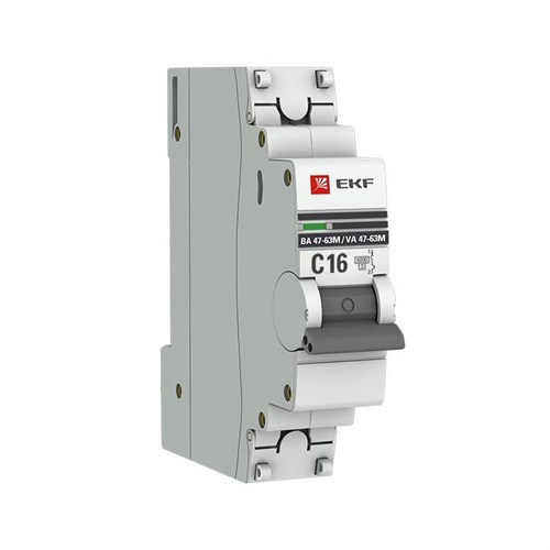 Выключатель автоматический модульный 1п C 16А 6кА ВА 47-63M электромагнит. расцеп. PROxima EKF mcb4763m-6-1-16C-pro 1396084 - фото 16646600
