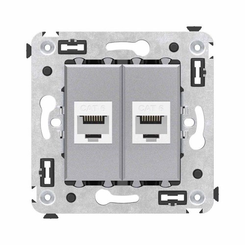 Розетка компьютерная 2-м СП Avanti "Закаленная сталь" RJ45 кат.6 без шторок механизм DKC 4404694 1605772 - фото 16650355
