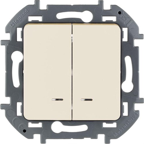 Выключатель 2-кл. Inspiria 10А IP20 250В 10AX с подсветкой/индикацией механизм сл. кость Leg 673631 1445136 - фото 16650994