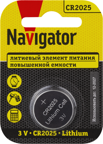 Элемент питания литиевый CR2025 93 822 NBT-CR2025-BP1 (блист.1шт) NAVIGATOR 93822 1721013 - фото 16652855