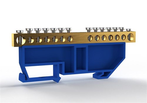 Шина нулевая на DIN-изоляторе 6х9мм 14 отвер. латунь TOKOV ELECTRIC TKE-BCB-69-14-DIN/N 1855431 - фото 16656749