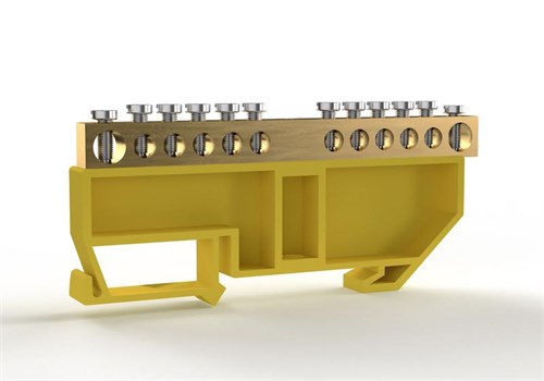 Шина PE "земля" на DIN-изоляторе 6х9мм 12 отвер. латунь TOKOV ELECTRIC TKE-BCB-69-12-DIN/PE 1855425 - фото 16657104