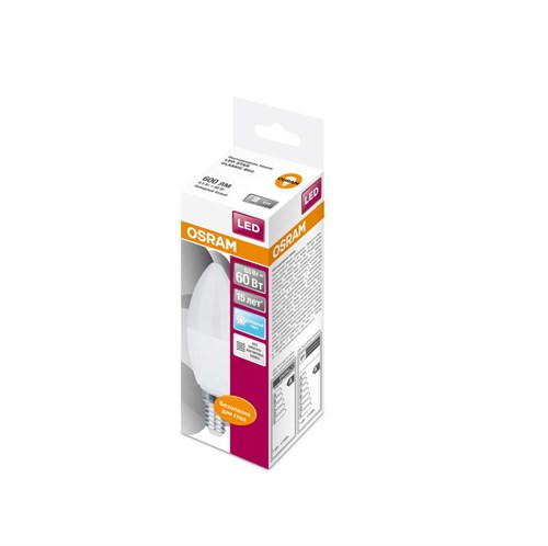 Лампа светодиодная LED Star Classic B 60 6.5W/840 6.5Вт свеча матовая 4000К нейтр. бел. E14 550лм 220-240В пластик. OSRAM 4058075134140 1230220 - фото 16662548