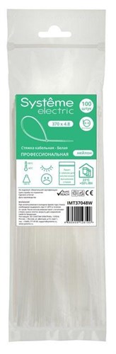 Стяжка кабельная 370х4.8 бел. (уп.100шт) SE IMT37048W 1760903 - фото 16662572