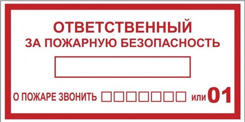 Наклейка "Ответственный за пожарную безопасность" B03 100х200мм PROxima EKF an-4-05 476908 - фото 16664888