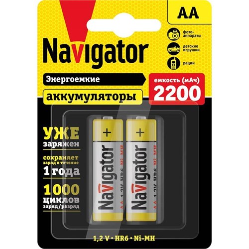 Аккумулятор AA/HR6 94 785 NHR-2200-HR6-RTU-BP2 (блист.2шт) Navigator 94785 237634 - фото 16664896
