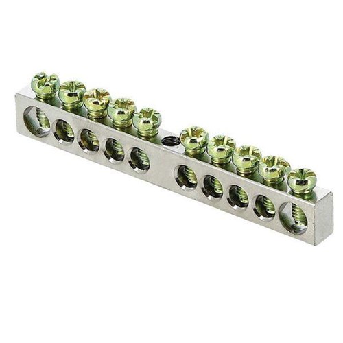 Шина PEN "ноль-земля" 6х9 10 отверст. цинк крепеж по центру PROxima EKF sn1-63-10 28740 - фото 16665042