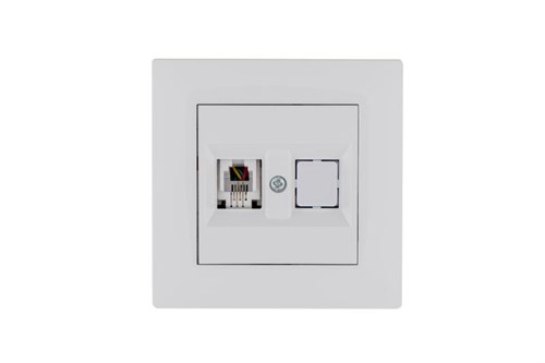 Розетка компьютерная CAT 5+гнездо Karea RIZZ бел. Makel 88001035 1889490 - фото 16665779
