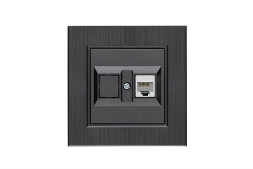 Розетка компьютерная CAT 5+гнездо Karea LINE STAR дым. металлик Makel 86050035 1889437 - фото 16665792