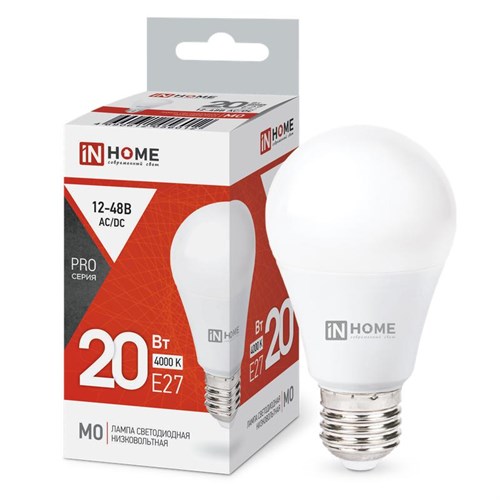 Лампа светодиодная низковольтная LED-MO-PRO 20Вт 12-48В E27 4000К 1650лм IN HOME 4690612056012 1875147 - фото 16666609