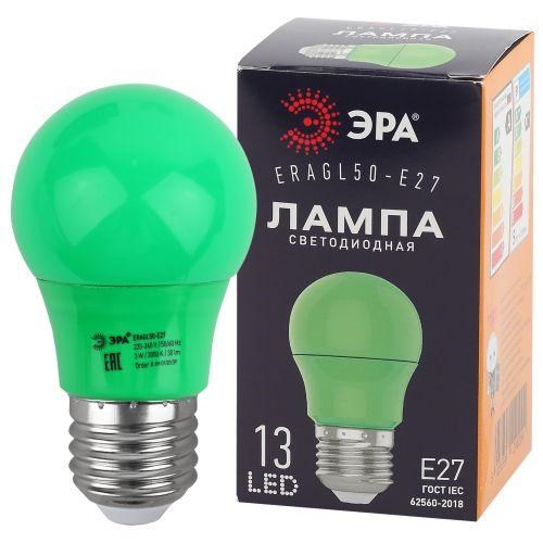 Лампа светодиодная ERAGL50-E27 A50 3Вт груша зел. E27 13SMD для белт-лайт ЭРА Б0049579 1499125 - фото 16666658
