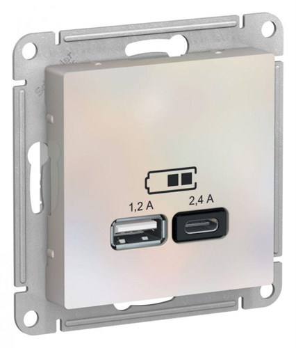 Розетка USB AtlasDesign тип A+C 5В/2.4А 2х5В/1.2А механизм жемчуж. SE ATN000439 1340070 - фото 16666665