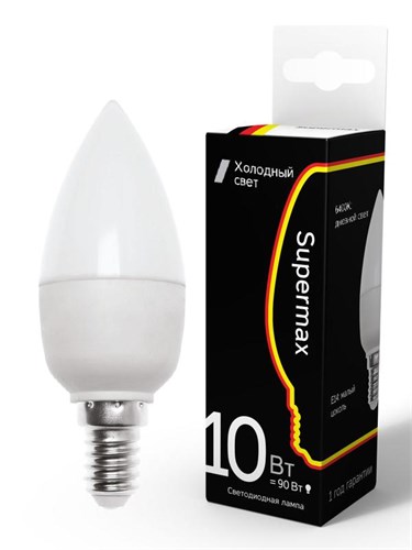 Лампа светодиодная Supermax 10Вт свеча 6400К E14 230В КОСМОС Sup_LED10wCNE1464 1722395 - фото 16666737